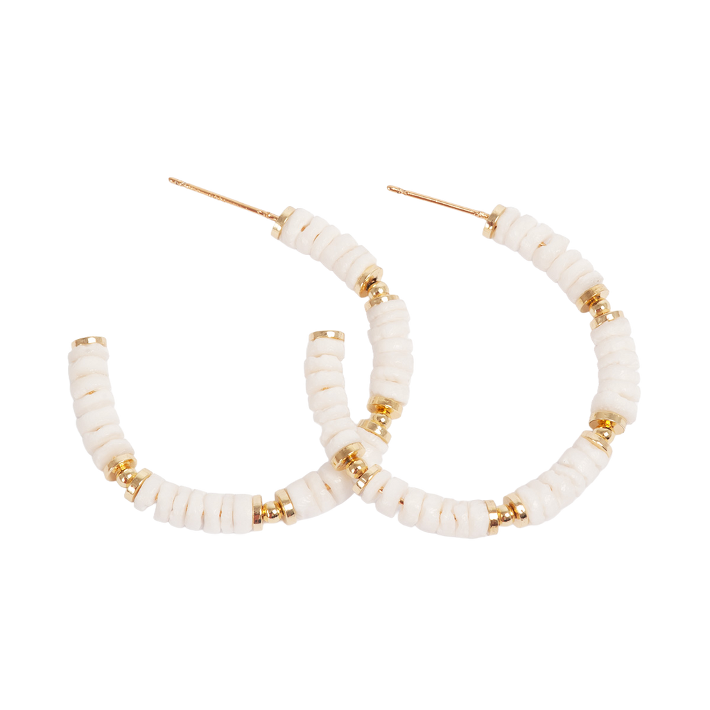Øreringer med hvite beads - A&C Oslo - Design Collection