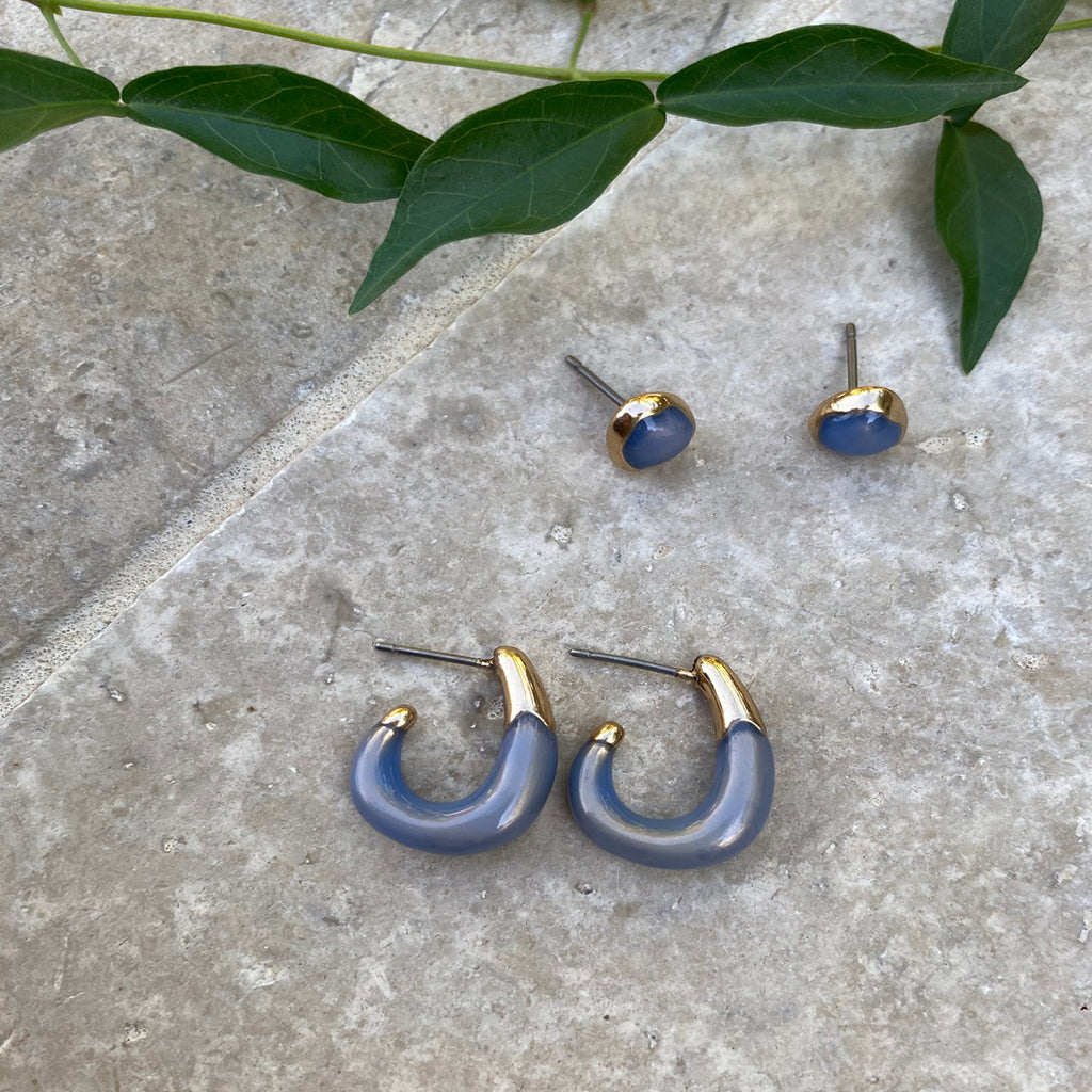 Små øredobber, blå, Organic Enamel - A&C Oslo - Design Collection_2