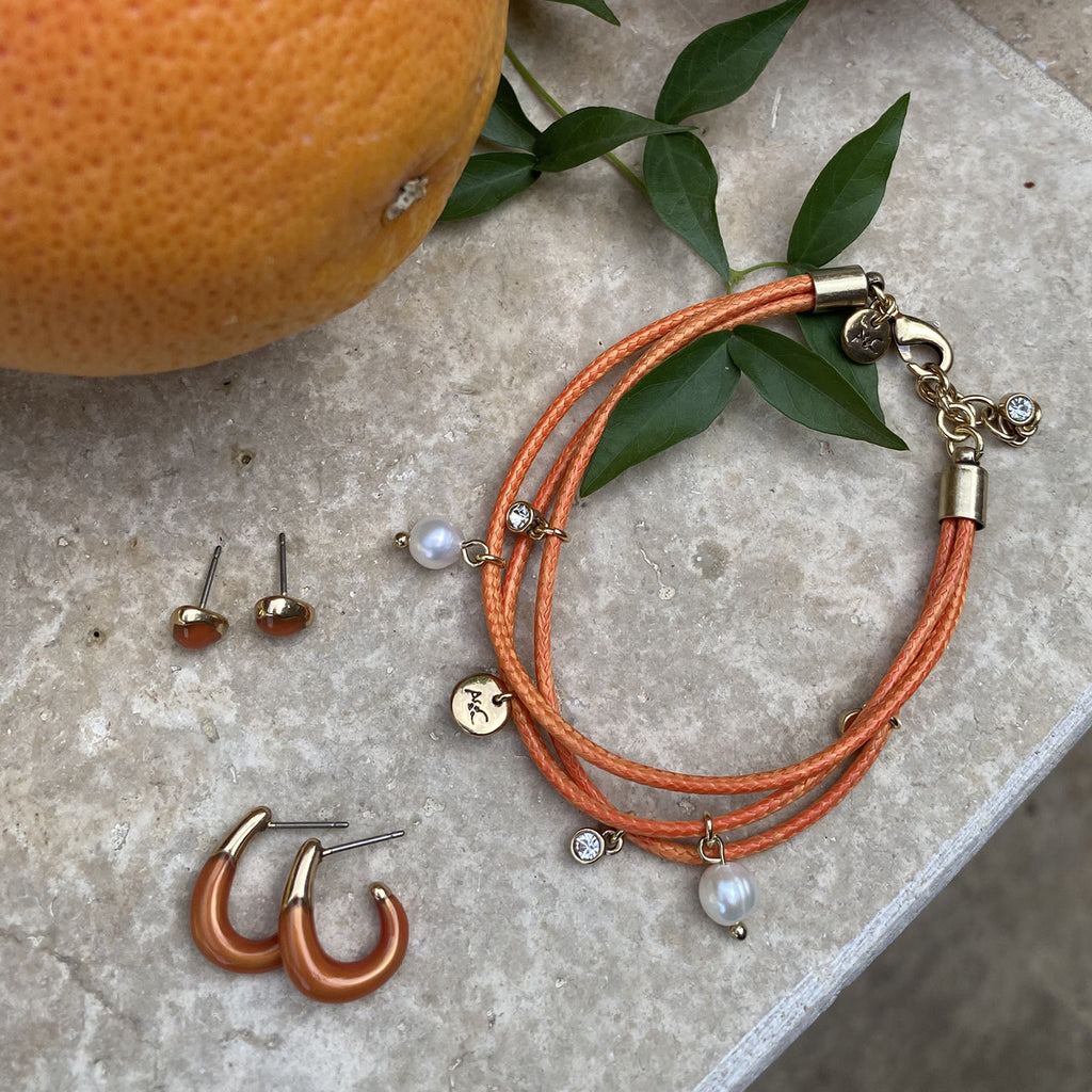 Små øreringer, oransje, Organic Enamel - A&C Oslo - Design Collection_3
