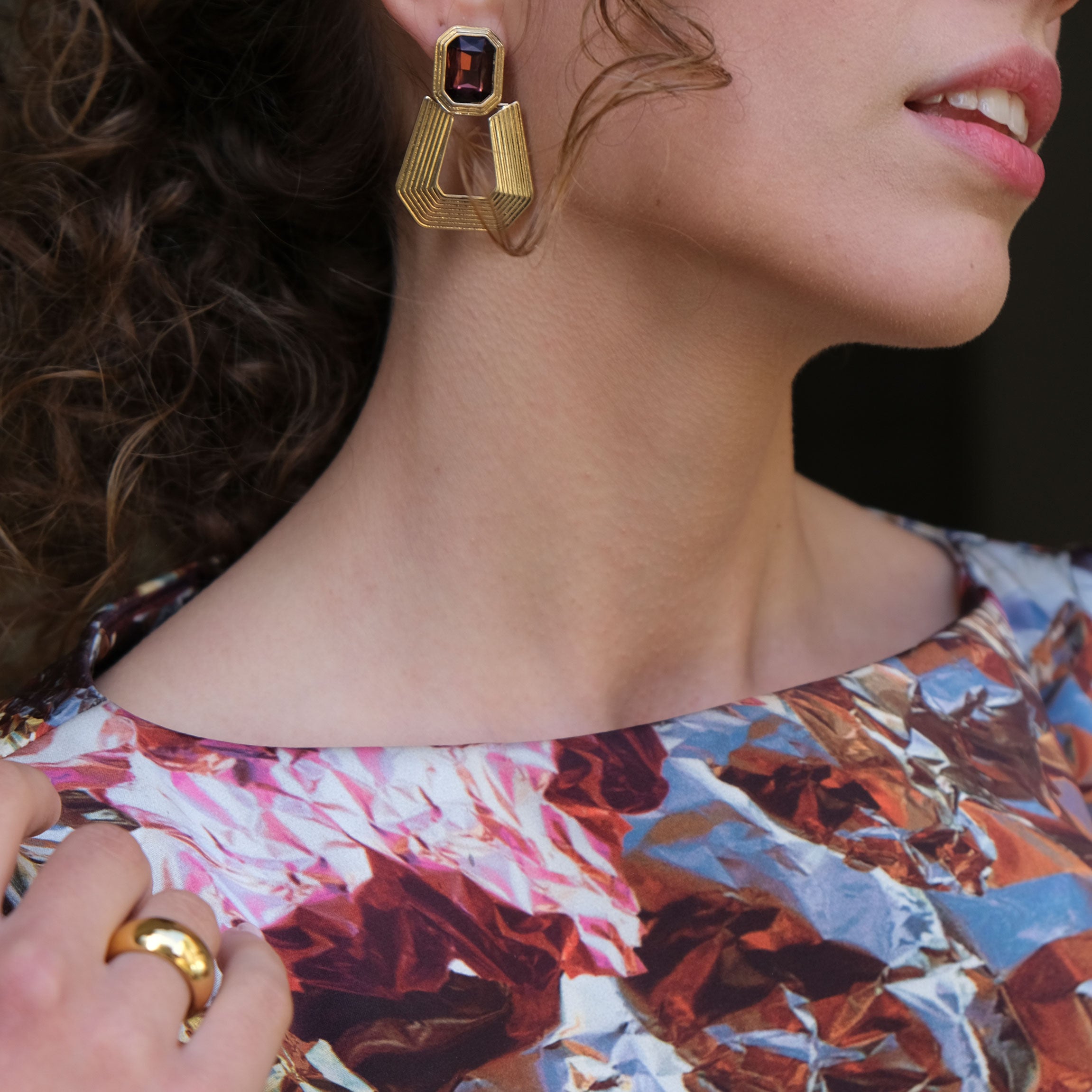 Statement-øredobber, burgundy, Grace G - A&C Oslo - Design Collection_4