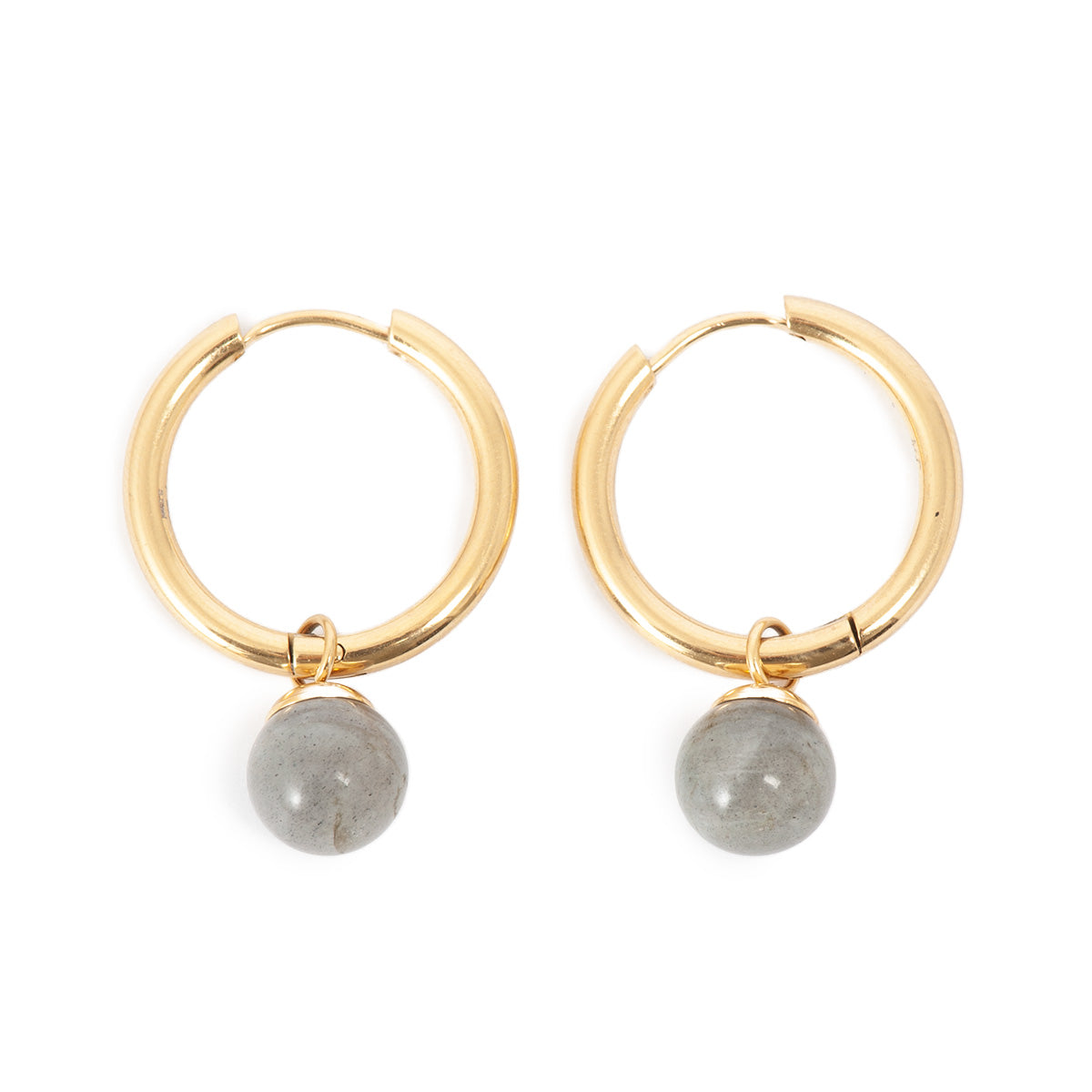 Øreringer, labradoritt - A&C Oslo - Pure Steel