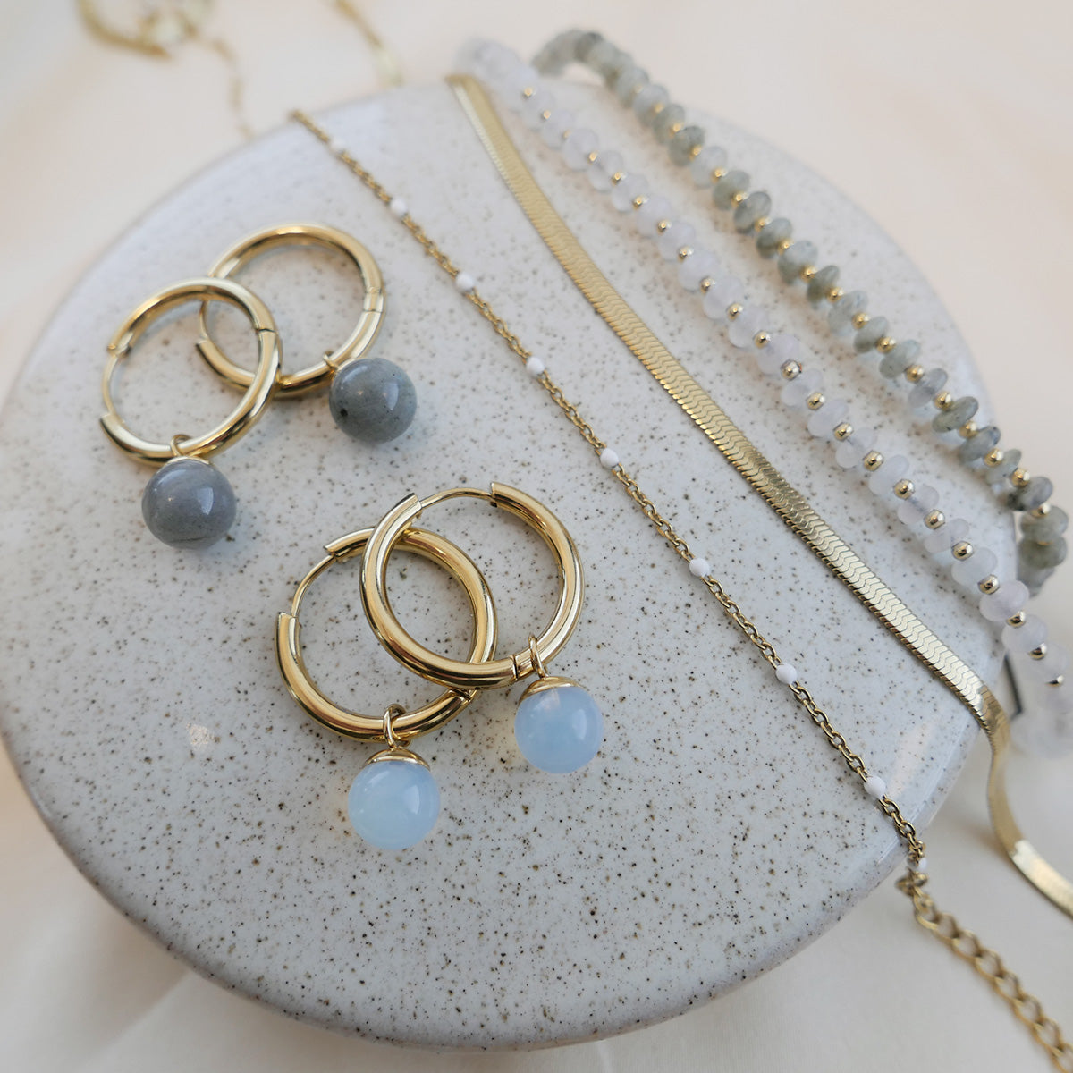 Øreringer, labradoritt - A&C Oslo - Pure Steel_2