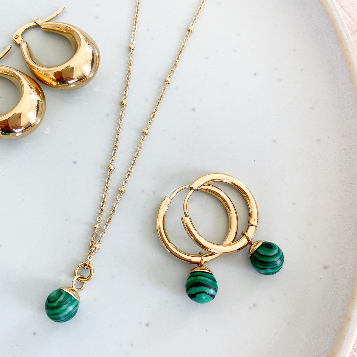 Øreringer, malakitt - A&C Oslo - Pure Steel_5