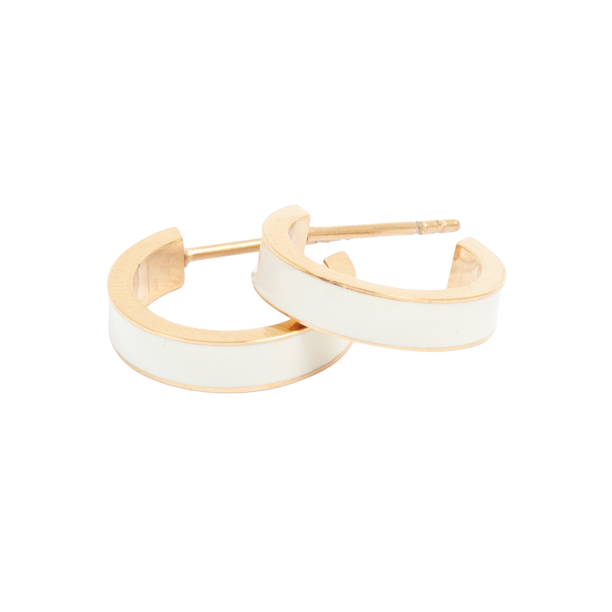 Øreringer med hvit emalje - A&C Oslo - Pure Steel