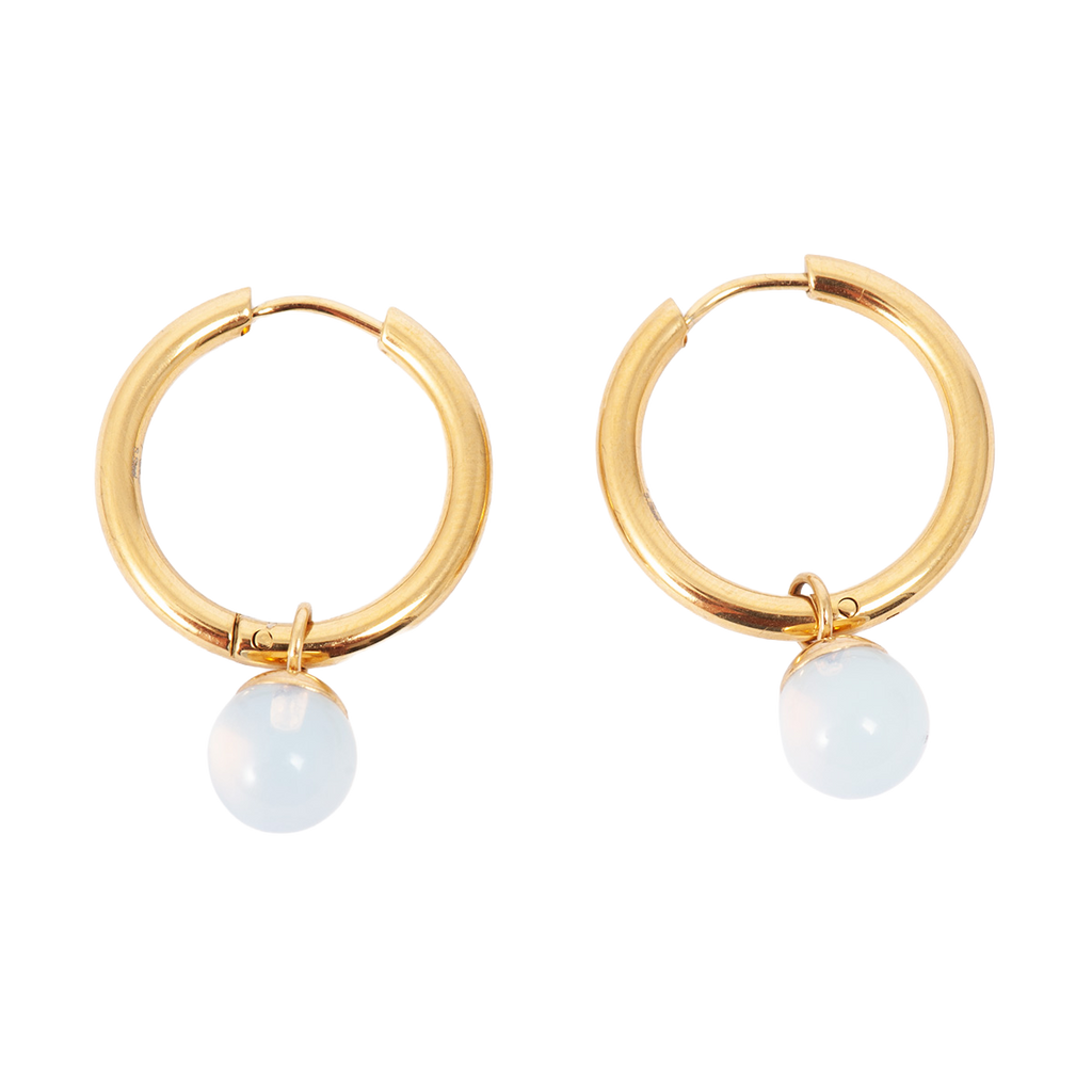 Øreringer, moonstone - A&C Oslo - Pure Steel