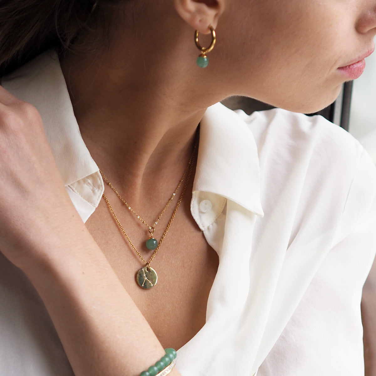 Øreringer, grønn aventurin - A&C Oslo - Pure Steel_3