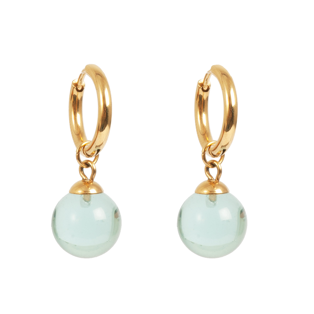 Hoops med glasskule, aqua, G - A&C Oslo - Pure Steel