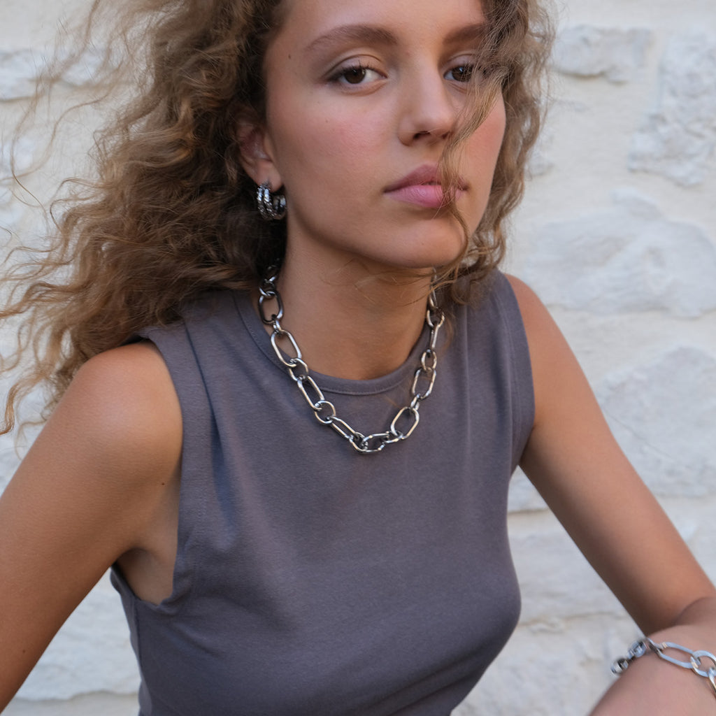 Brede øreringer, Steel Raw_3