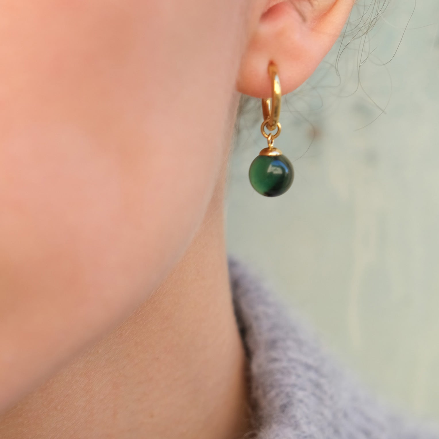 Hoops med glasskule, green, G