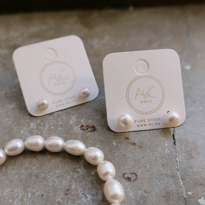Enkle perleøredobber, 8 mm - A&C Oslo - Pure Steel_3