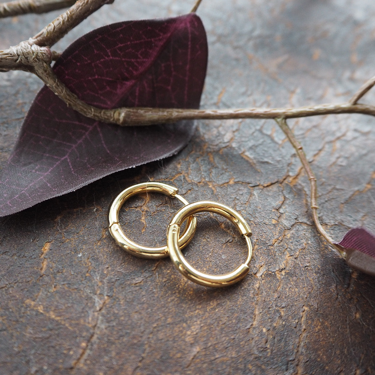 Små øreringer, 14 mm, Pure Steel G_2