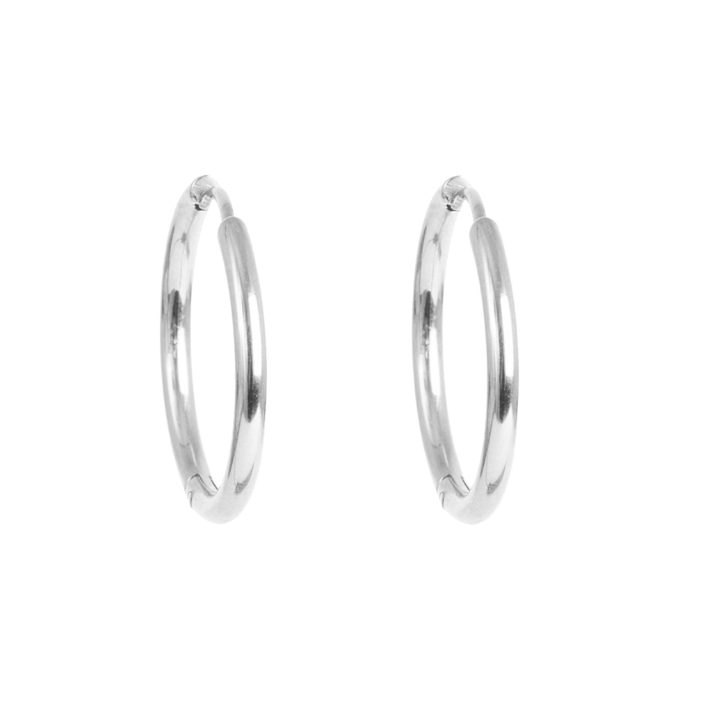 Små øreringer, 14 mm, Pure Steel