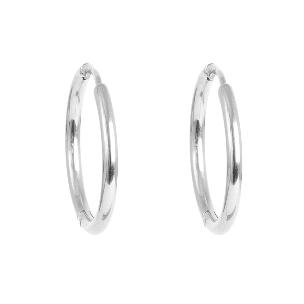 Medium øreringer, 20 mm, Pure Steel