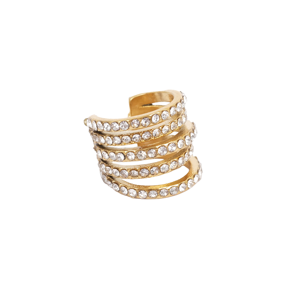 Bred earcuff med cz, G - A&C Oslo - Pure Steel