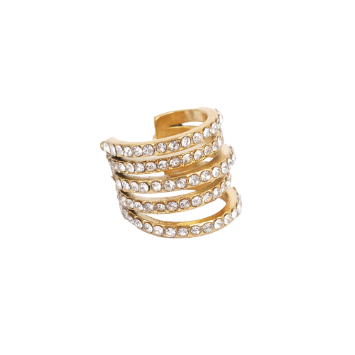 Bred earcuff med cz, G - A&C Oslo - Pure Steel