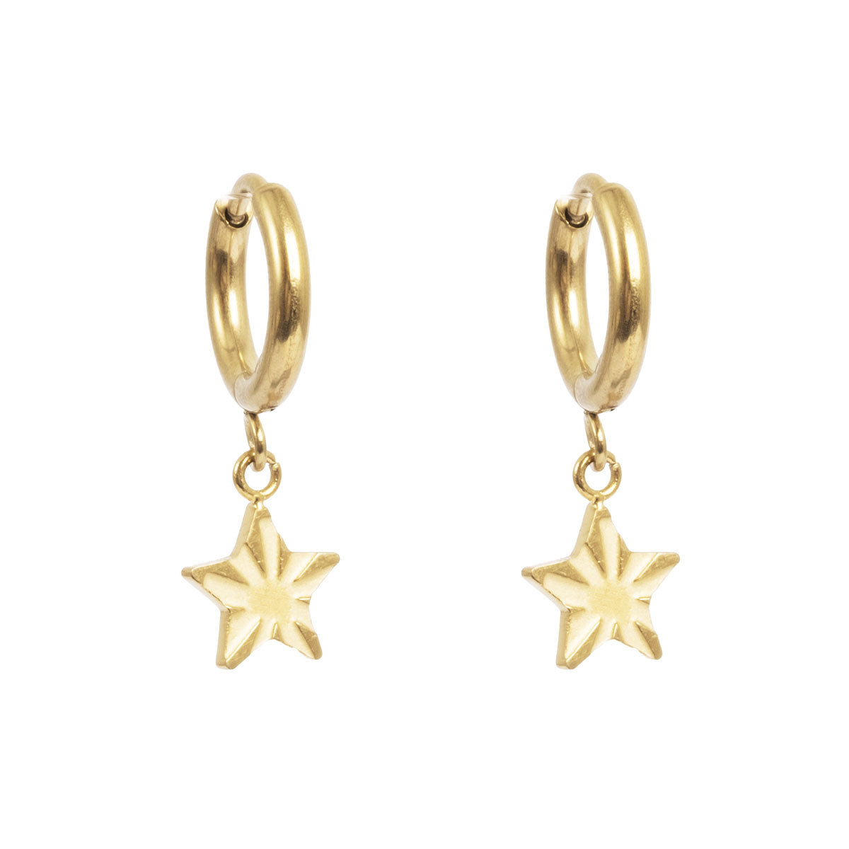 Små hoops med stjerne, G - A&C Oslo - Pure Steel
