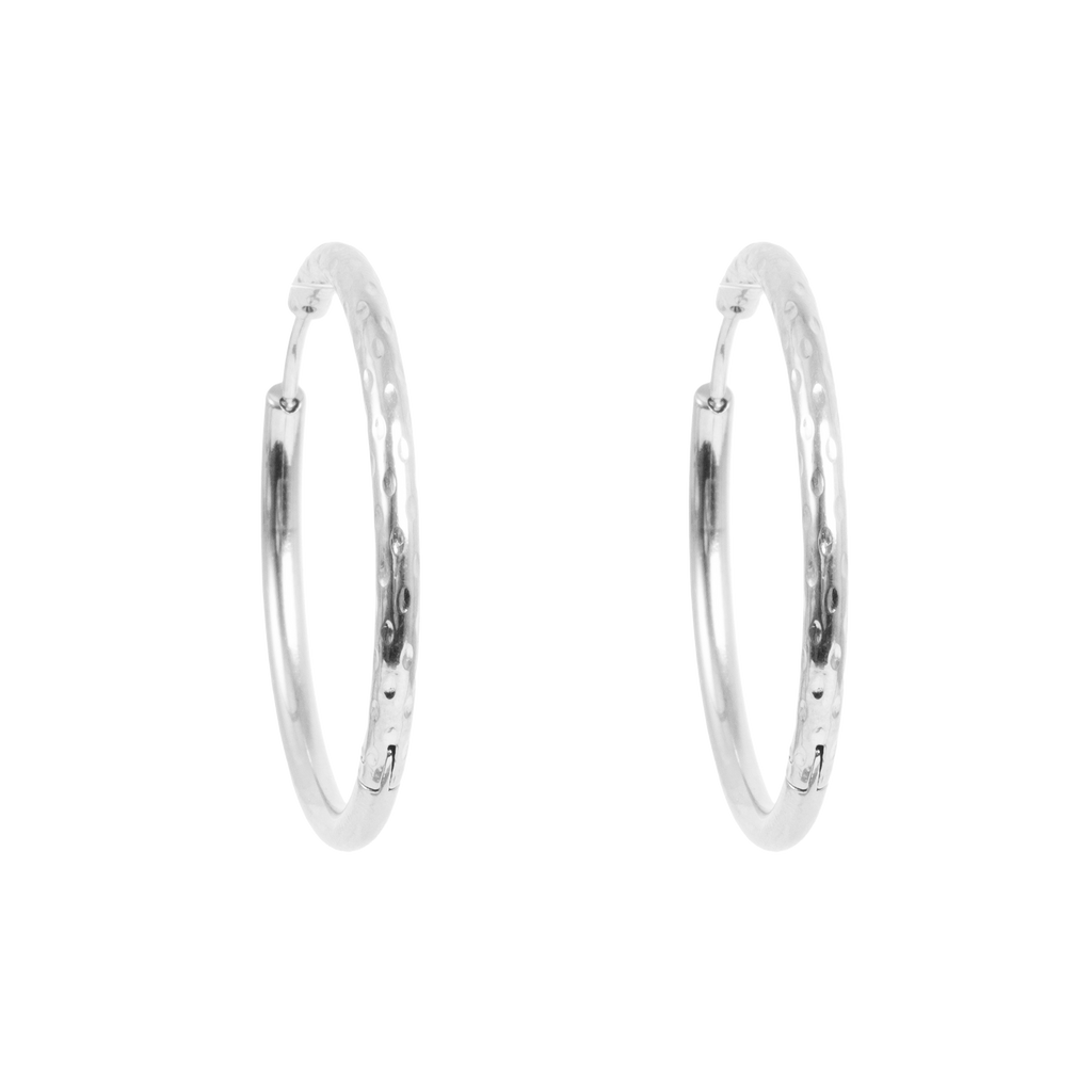 Øreringer, 35 mm, Steel Raw, S
