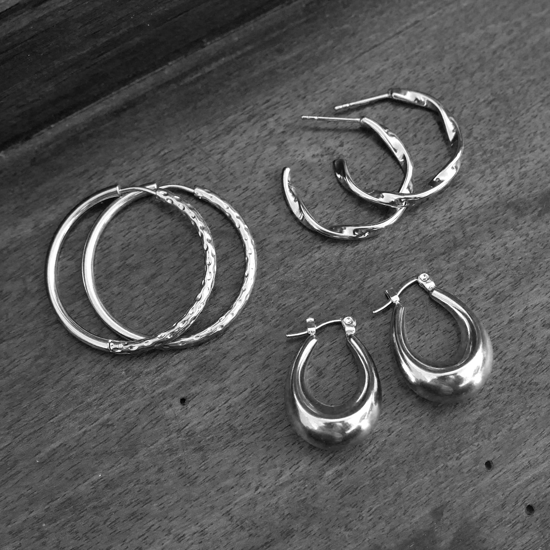 Øreringer, 35 mm, Steel Raw, S_2