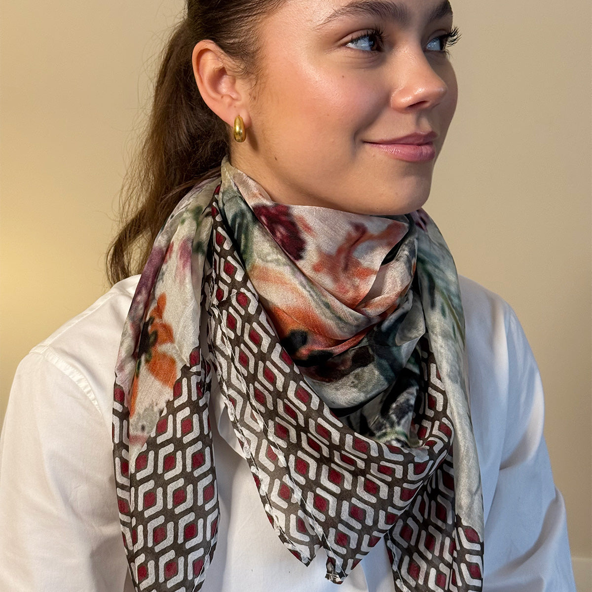 Lite skjerf i ekte silke, berry - A&C Oslo