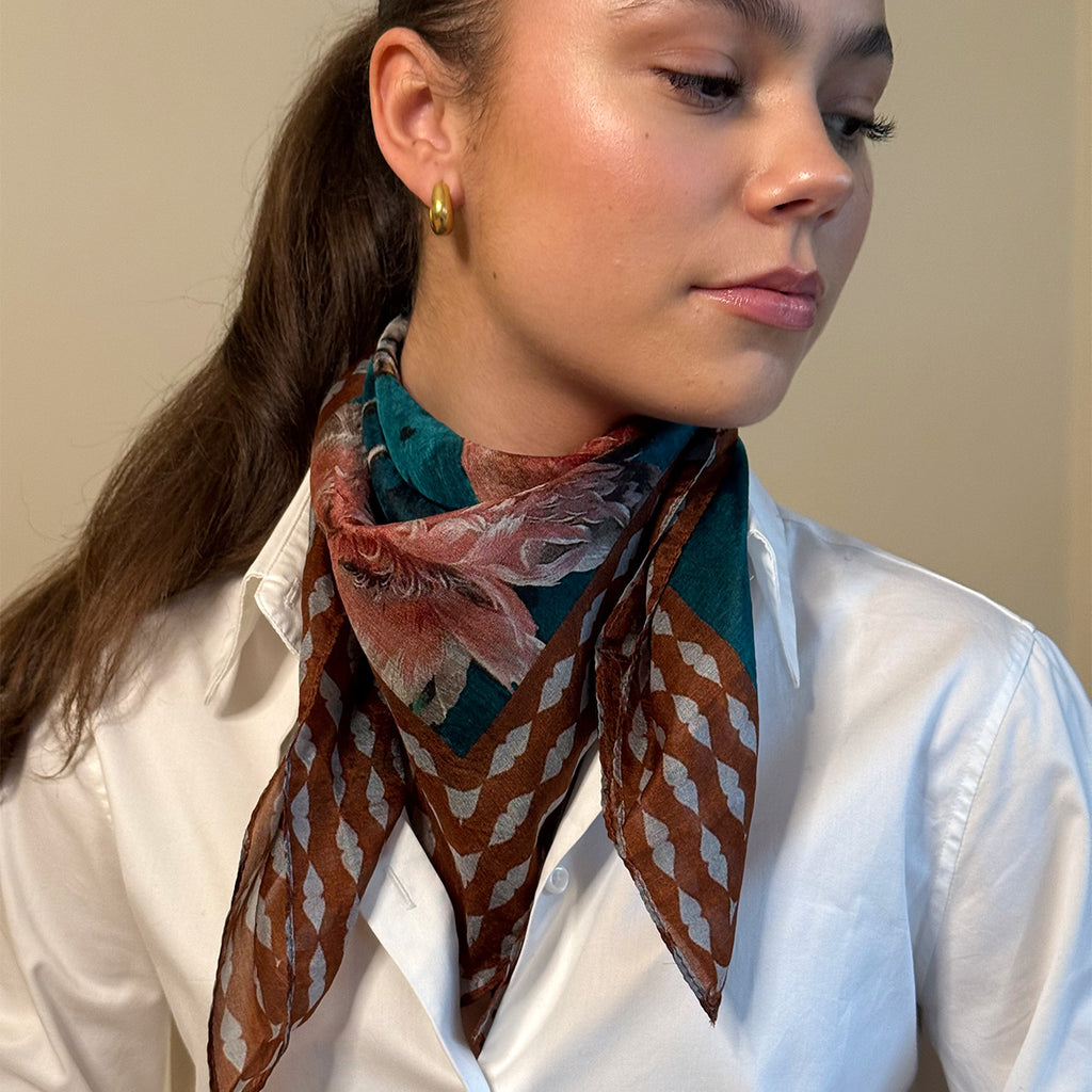 Skjerf i ekte silke, poppy teal