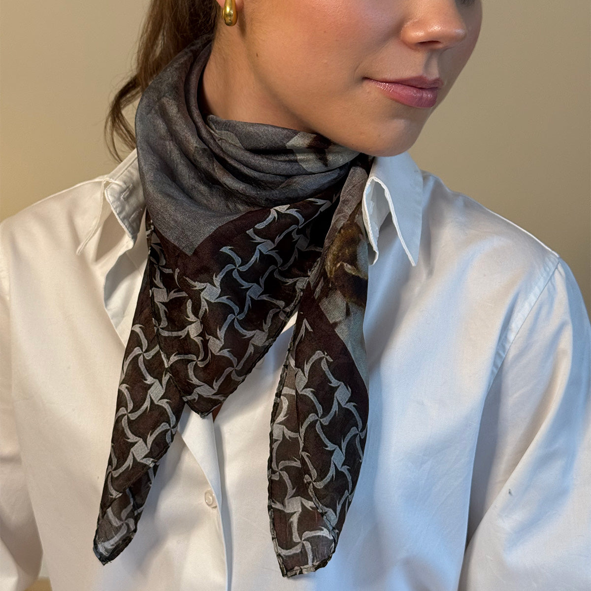 Lite skjerf i ekte silke, cotton plant