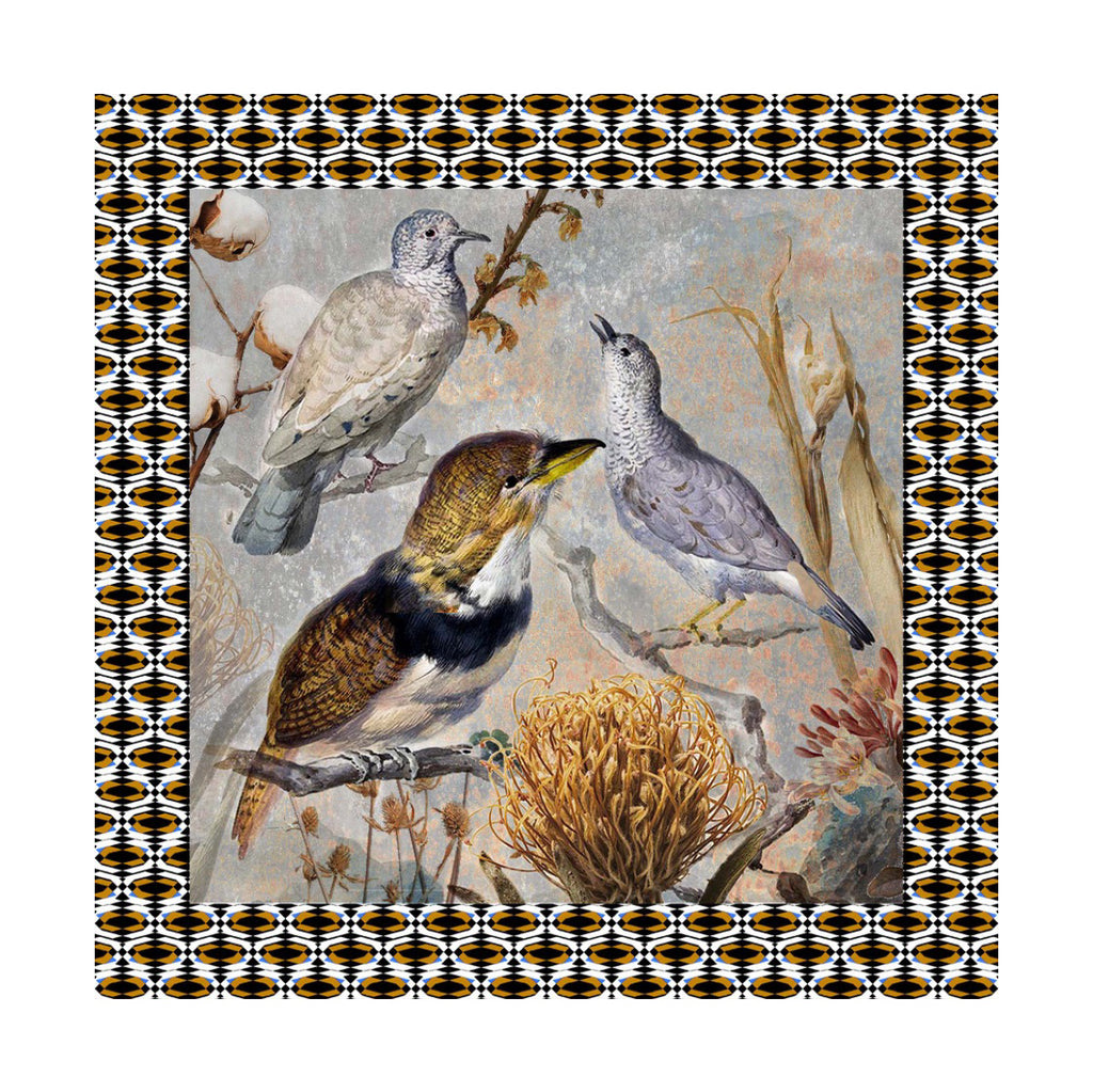 Lite skjerf i ekte silke, birds on brach