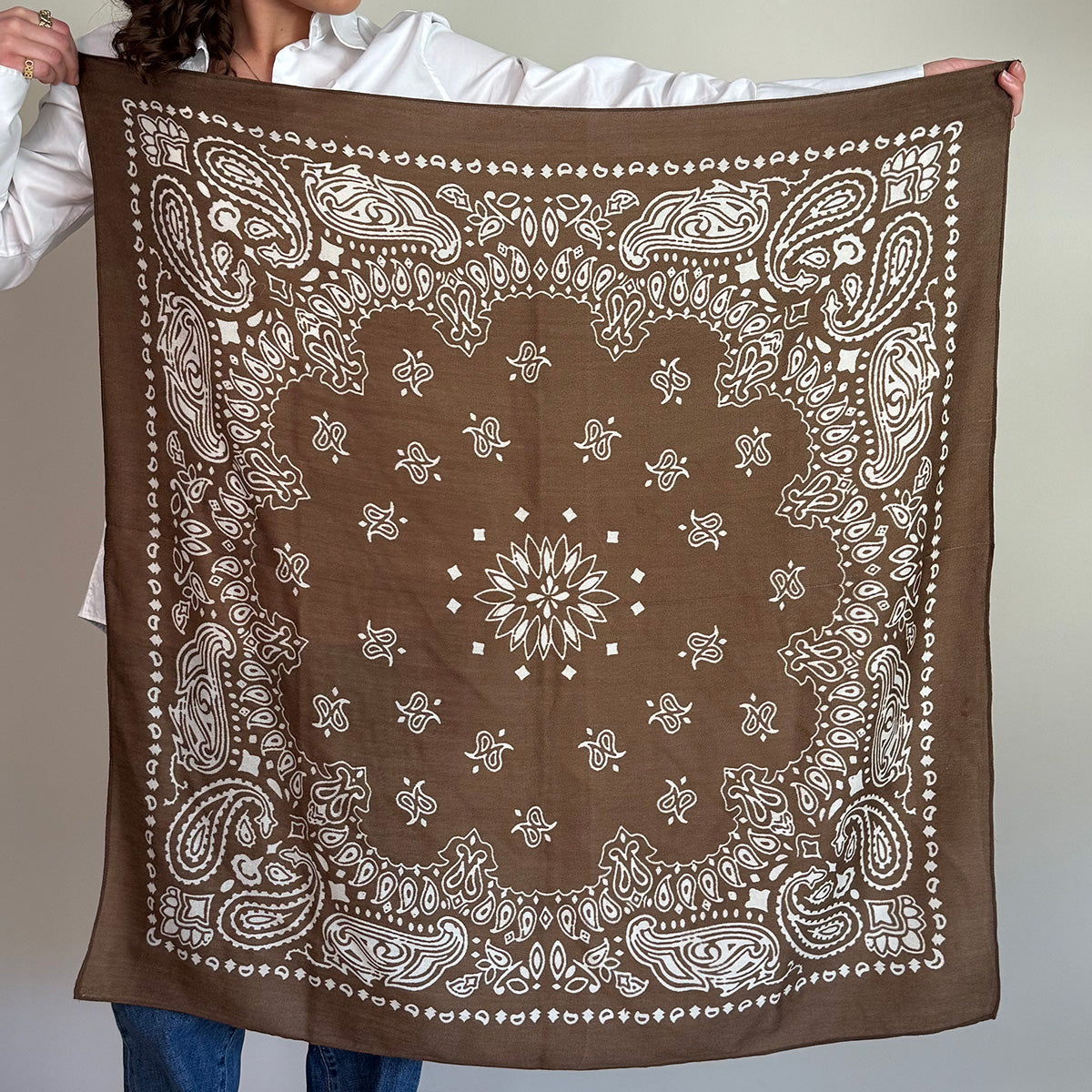 Skjerf i ull/silke, paisley brown