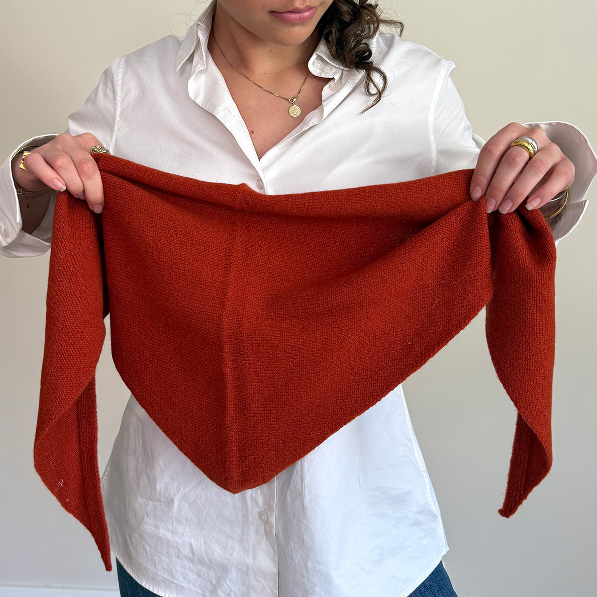 Trekantskjerf, 100% lammeull, brick red