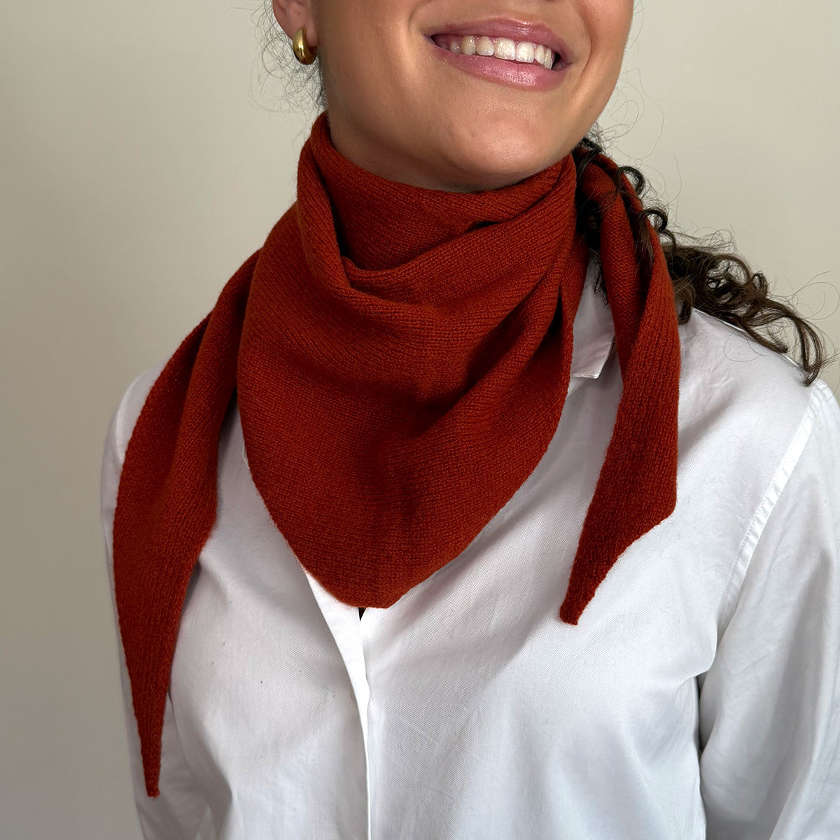 Trekantskjerf, 100% lammeull, brick red