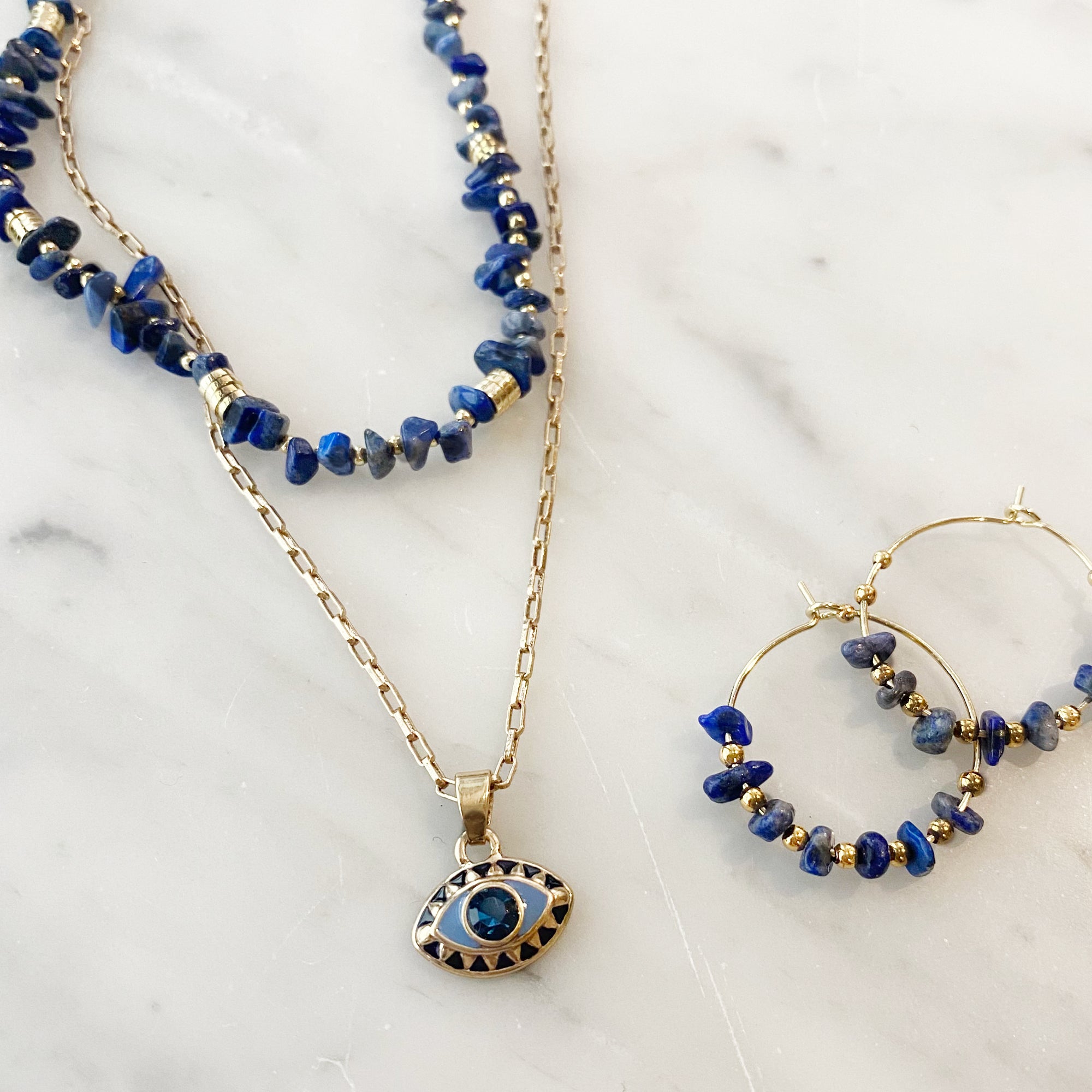 Kort kjede med lapis, Nature Beads - A&C Oslo - Design Collection_2