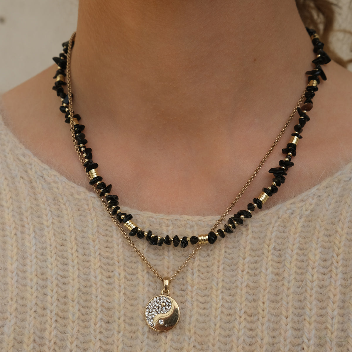 Kort kjede med sort onyx, Nature Beads - A&C Oslo - Design Collection_2