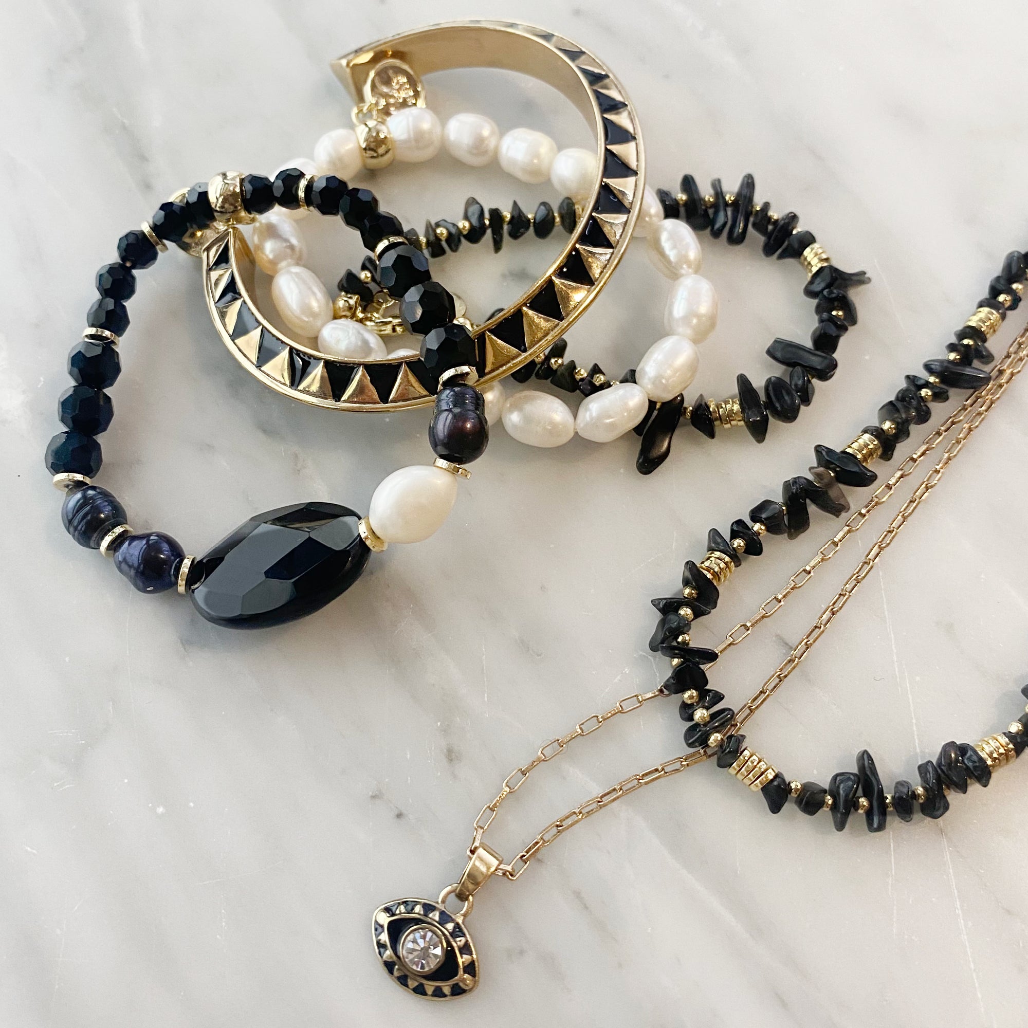 Kort kjede med sort onyx, Nature Beads - A&C Oslo - Design Collection_3