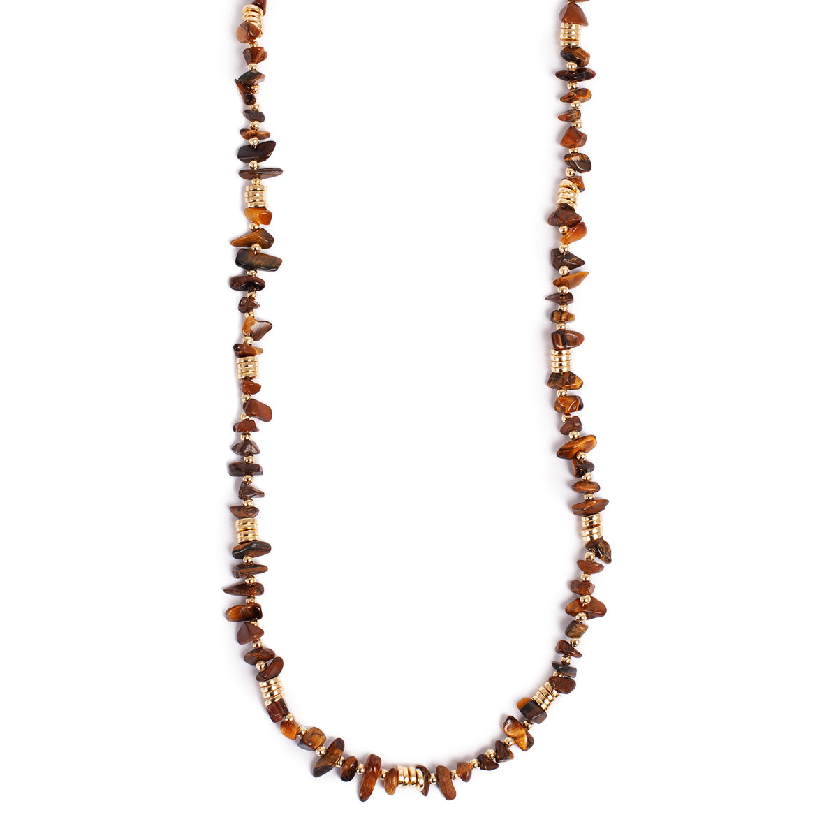 Kort kjede med tigereye, Nature Beads - A&C Oslo - Design Collection