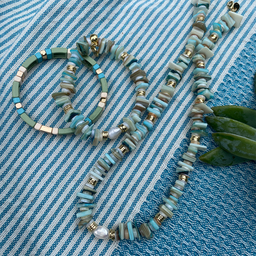 Kort kjede, Nature Beads, mint - A&C Oslo - Design Collection_2