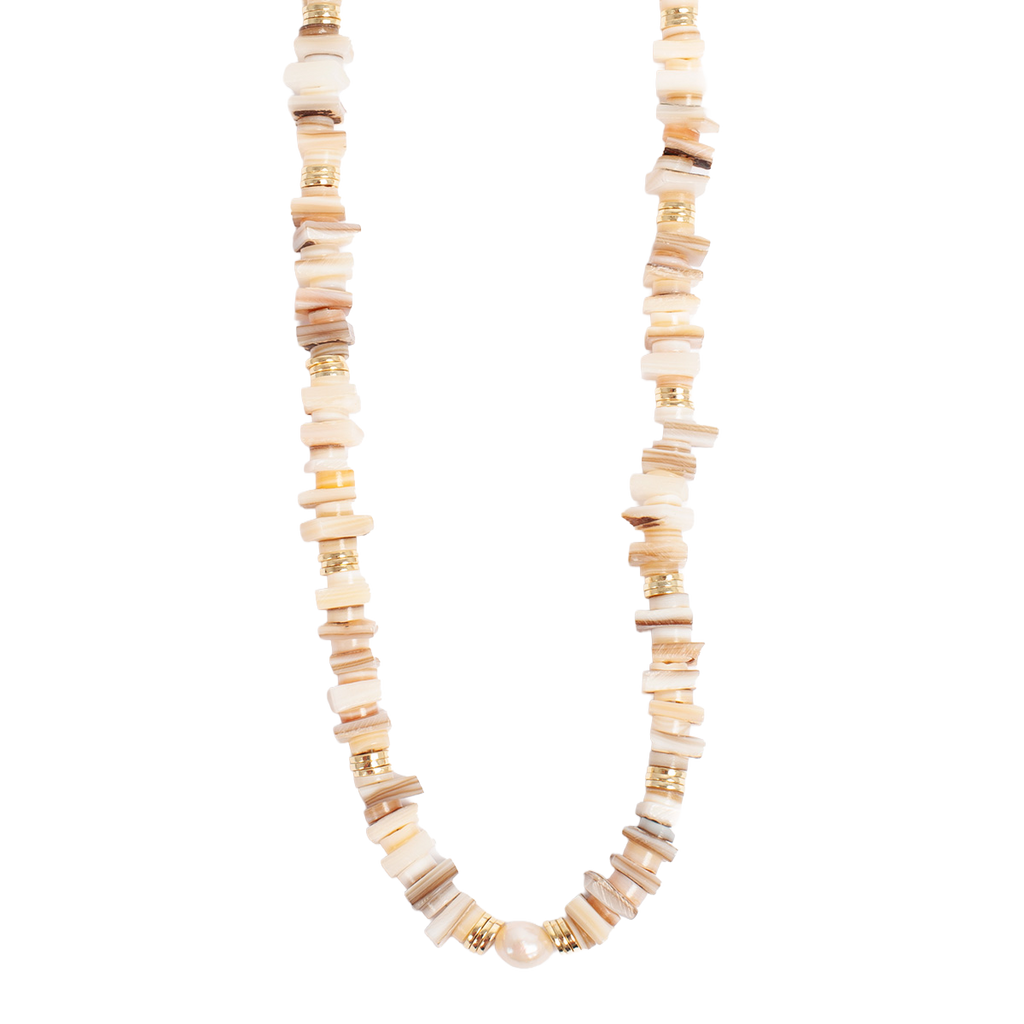 Kort kjede, Nature Beads, beige - A&C Oslo - Design Collection