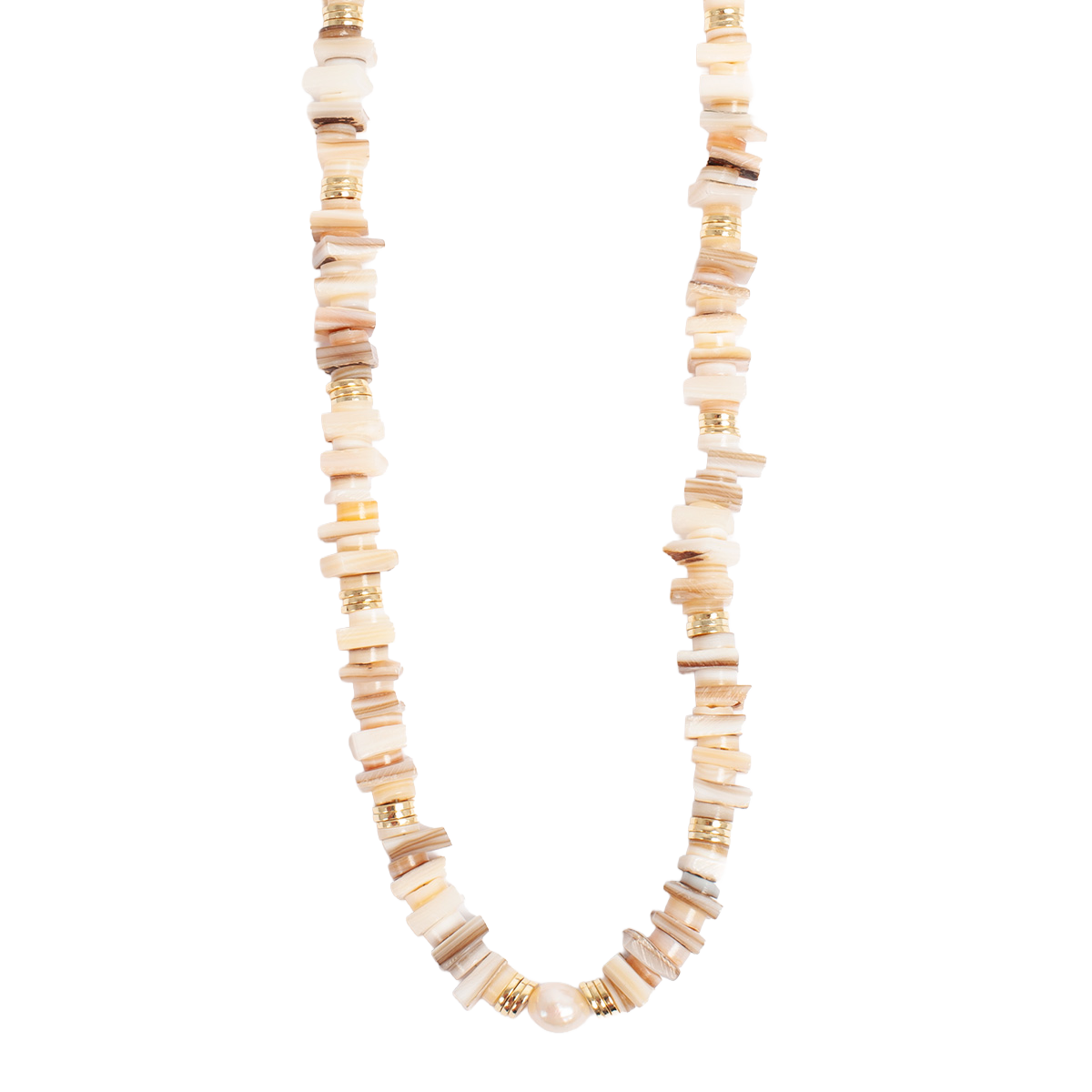 Kort kjede, Nature Beads, beige - A&C Oslo - Design Collection