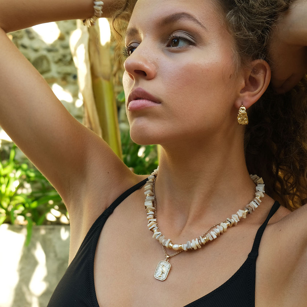 Kort kjede, Nature Beads, beige - A&C Oslo - Design Collection_2
