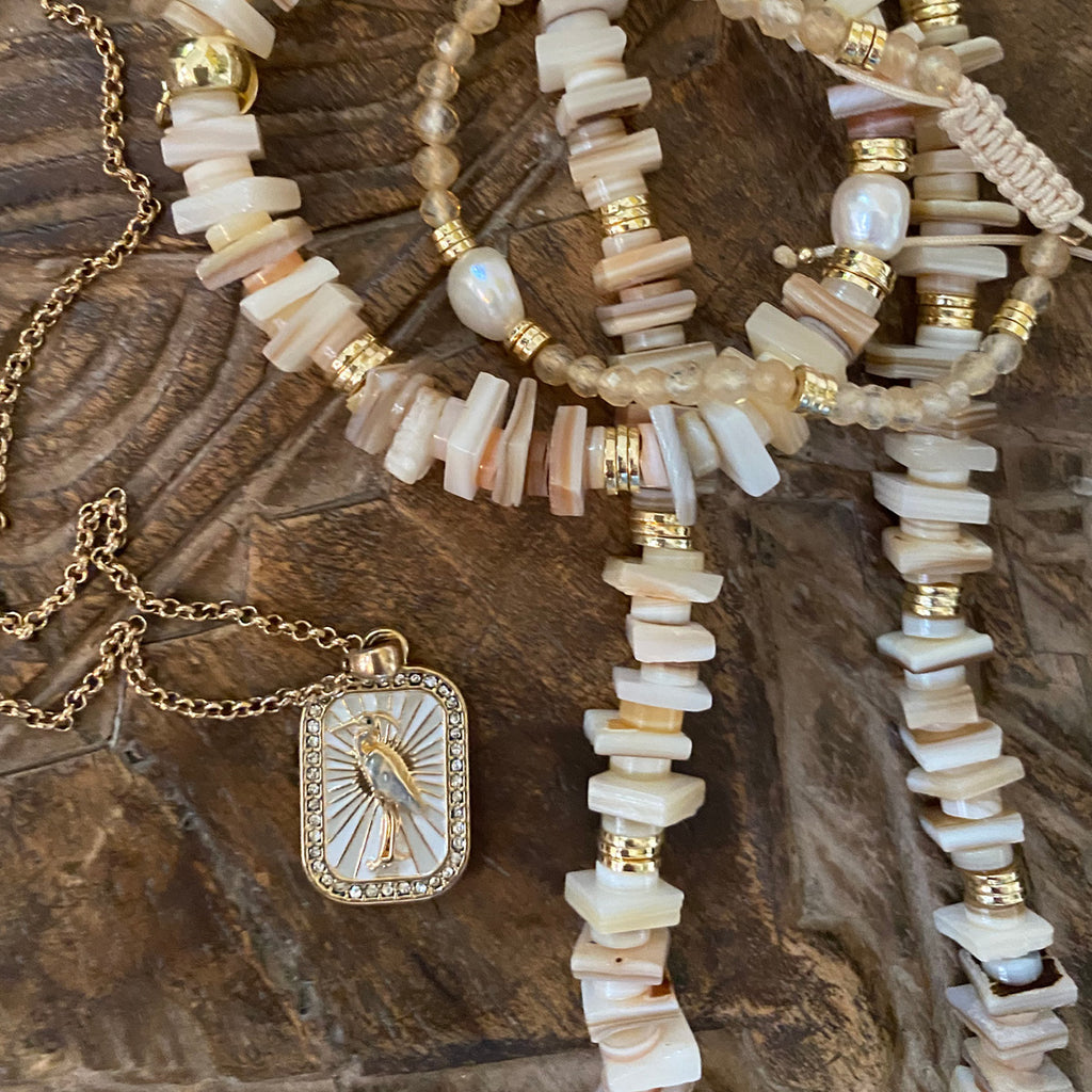 Kort kjede, Nature Beads, beige - A&C Oslo - Design Collection_3
