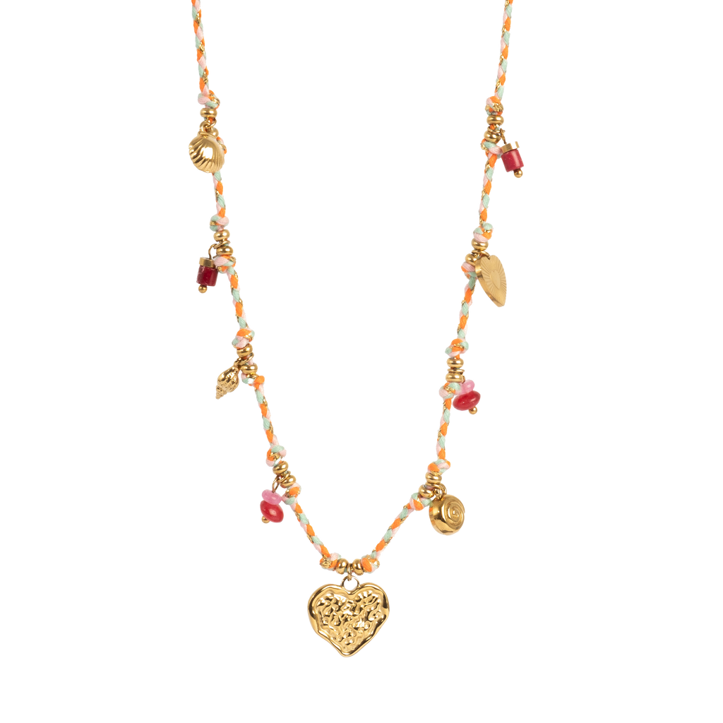 Kort kjede med charms, pink - A&C Oslo - Design Collection