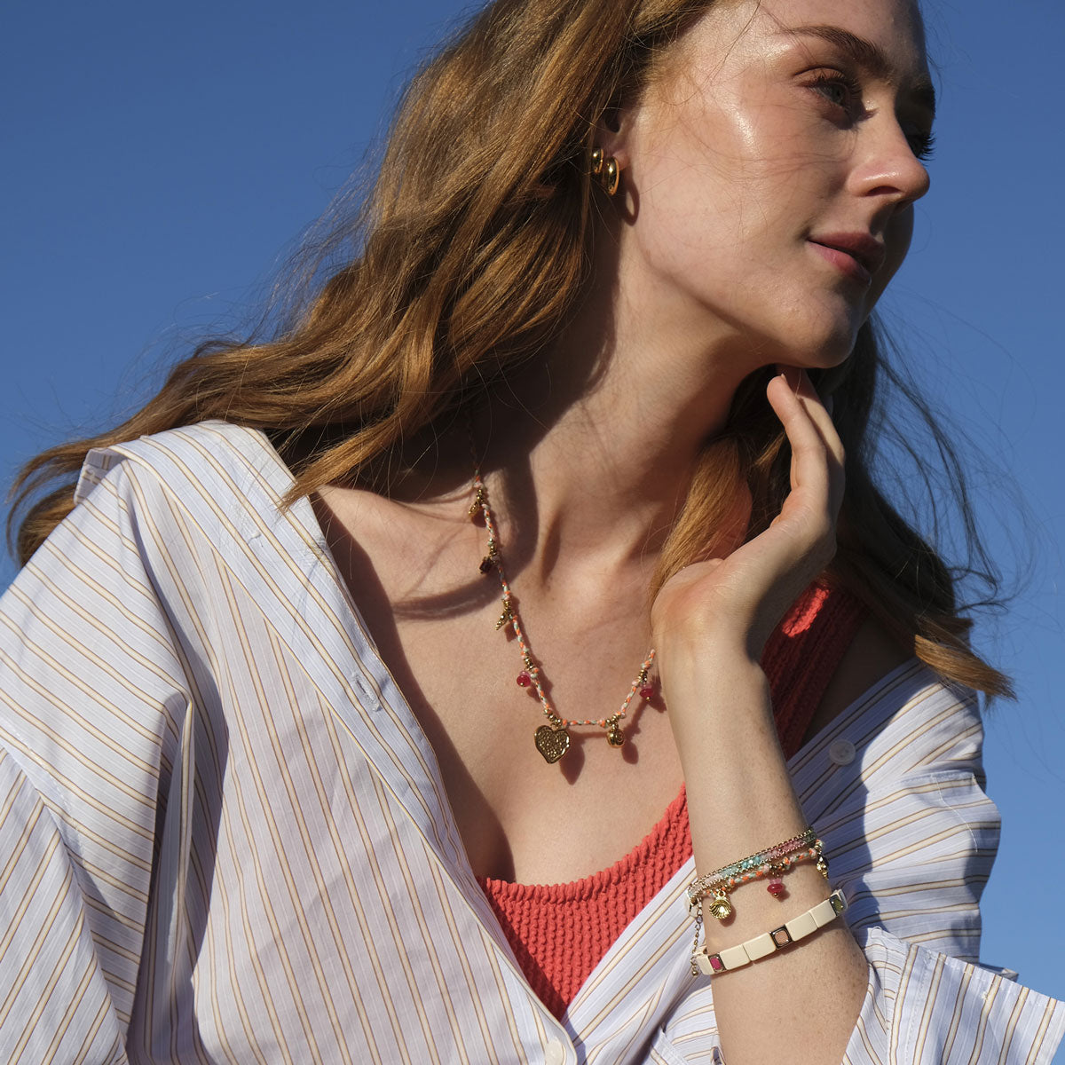 Kort kjede med charms, pink - A&C Oslo - Design Collection_4