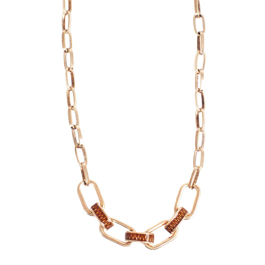 Kort lenke-kjede med brun emalje - A&C Oslo - Design Collection