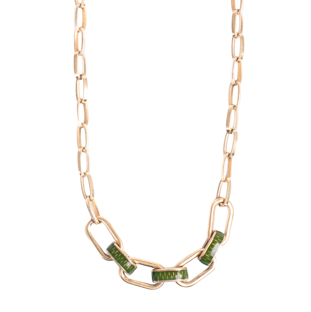 Kort lenke-kjede med grønn emalje - A&C Oslo - Design Collection