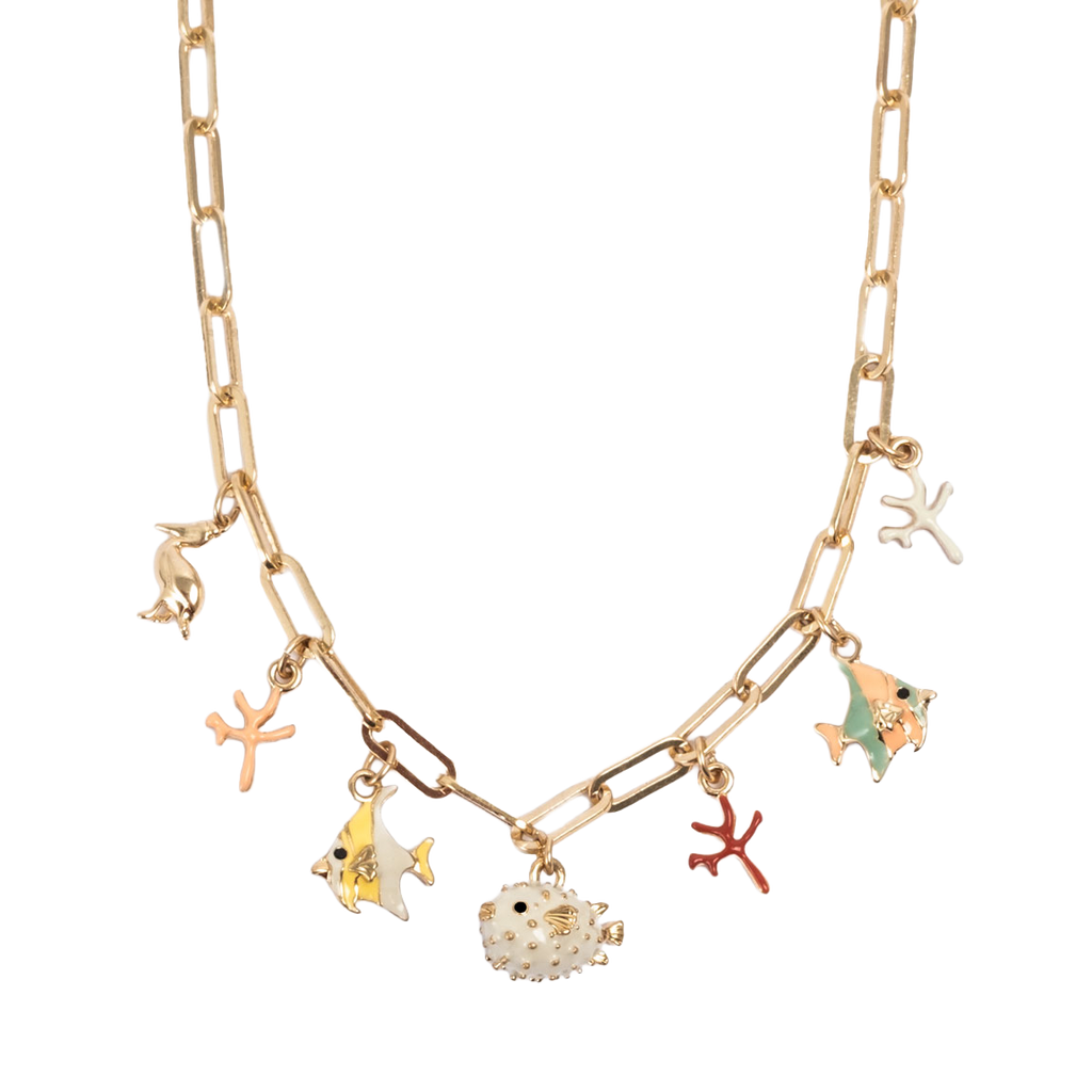 Kort kjede med charms, Aquatic - A&C Oslo - Design Collection