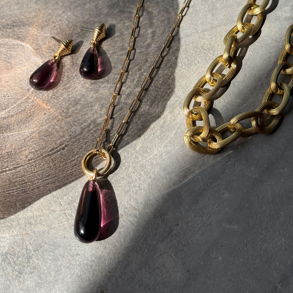 Langt kjede, plomme, Vintage Drops - A&C Oslo - Design Collection_2
