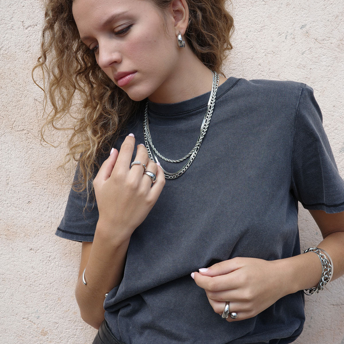 Kort kjede, Steel unisex, snake chain, S_2
