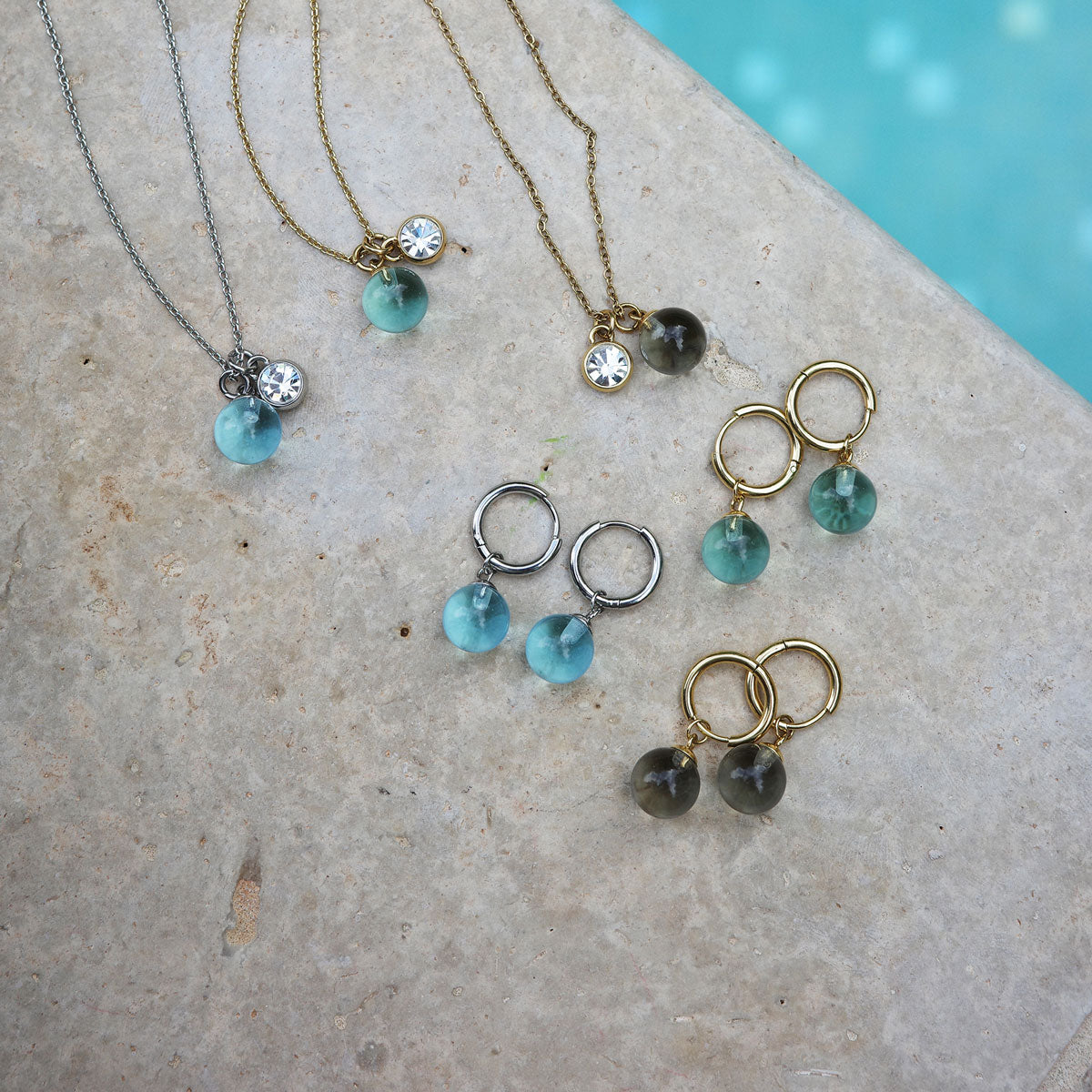 Kort kjede med glasskule, grey, G - A&C Oslo - Pure Steel_3