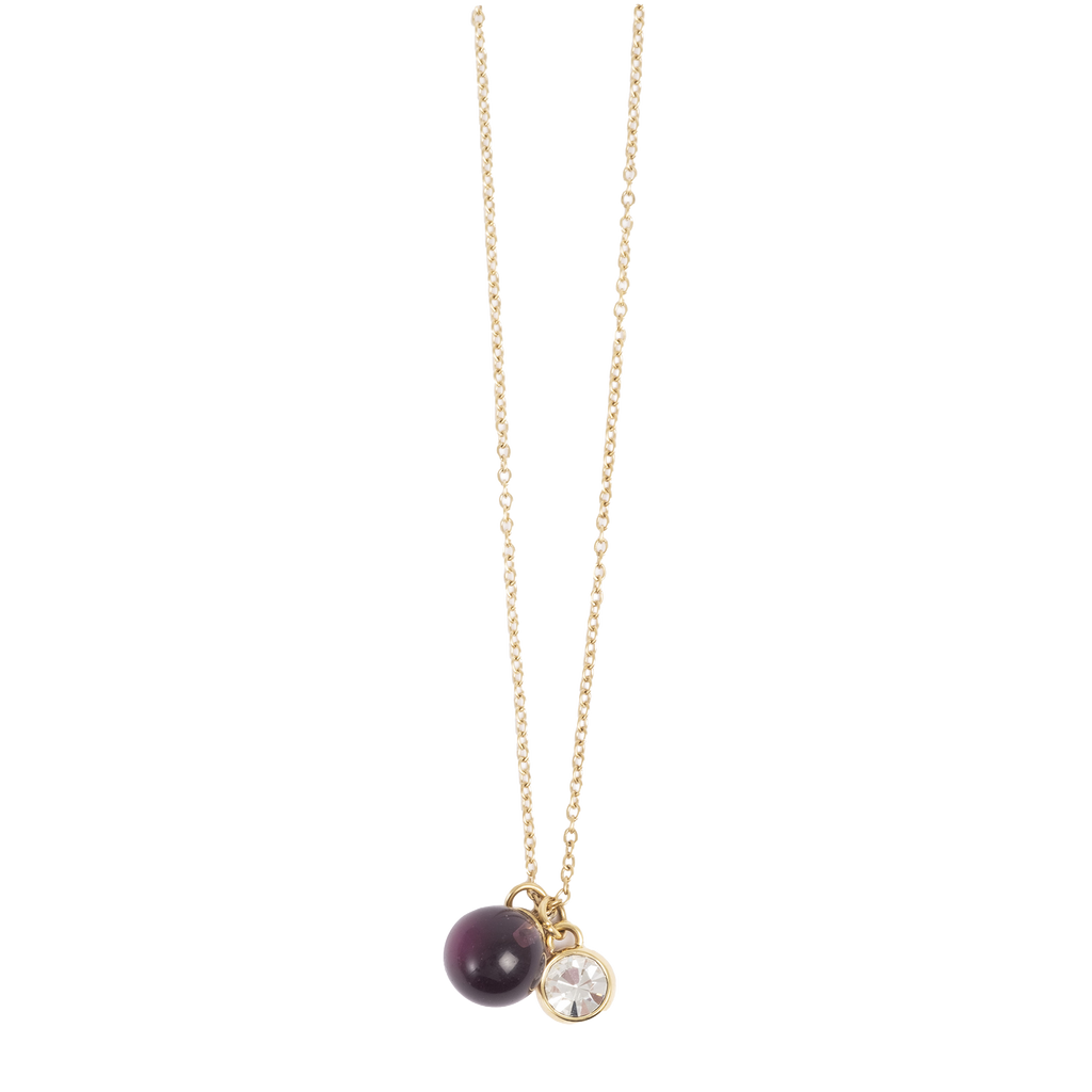 Kort kjede med glasskule, plum, G - A&C Oslo - Pure Steel