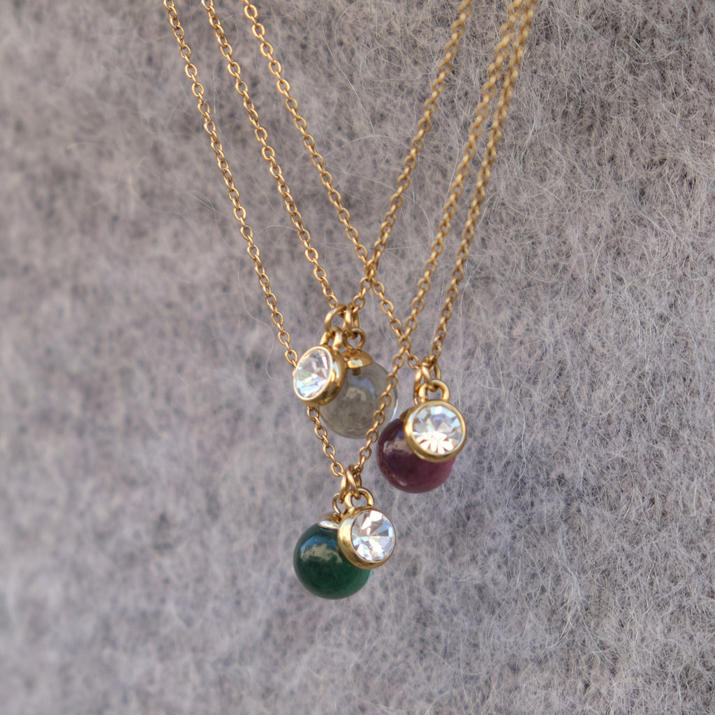 Kort kjede med glasskule, plum, G - A&C Oslo - Pure Steel_4
