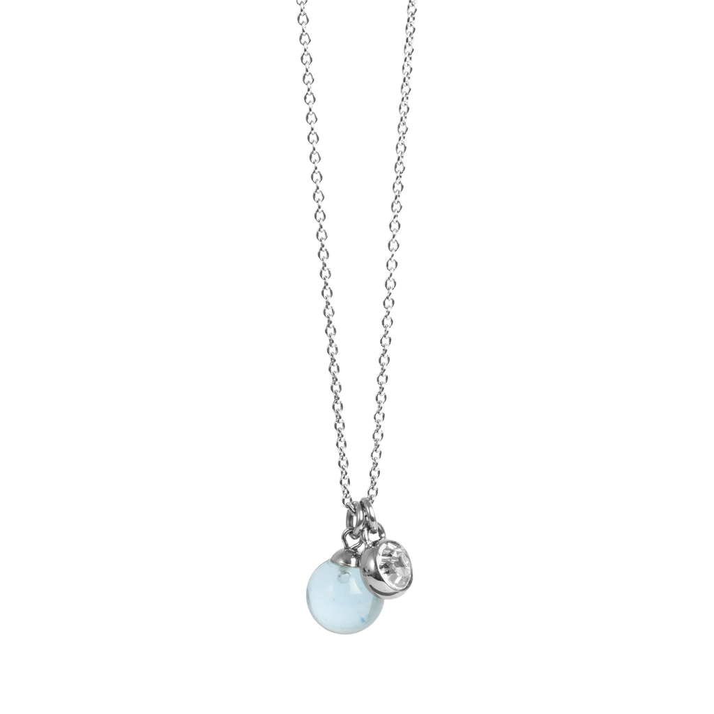 Kort kjede med glasskule, sky blue, S - A&C Oslo - Pure Steel