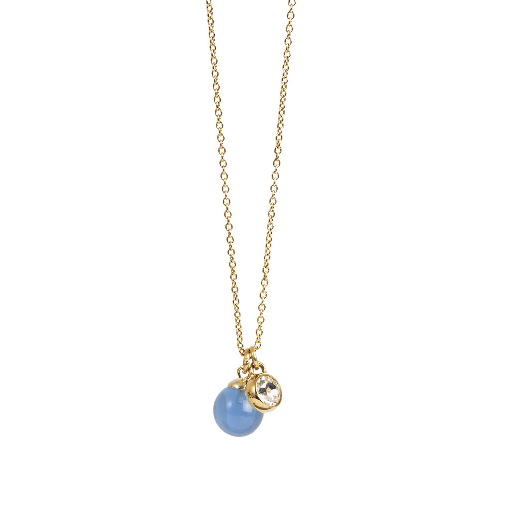 Kort kjede med glasskule, blue, G